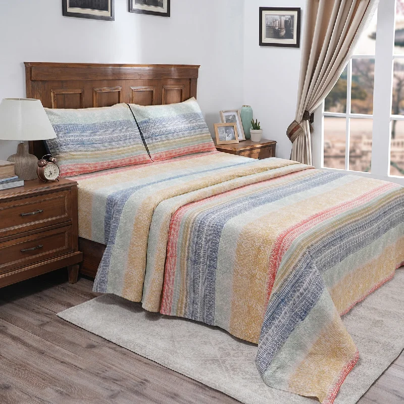 Twin - Size Sheet Sets with a Pillow ProtectorIndigenous Artisan Eclectic Blend 100%Cotton Printed Red Bed Sheet With Pillow Case