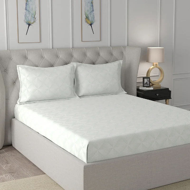 Twin - Size Sheet Sets with a Pillow ProtectorFlorescence Quency Print Green Fitted Sheet With Pillow Covers