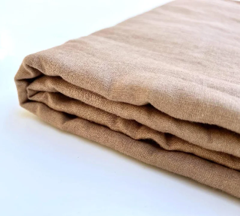 Twin - Size Sheet Sets with a Pillow ProtectorMalt Brown Linen Sheet Set