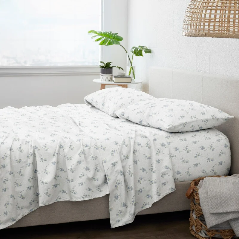 Flat Sheets with a High - Quality Finish for a Luxurious LookBecky Cameron Premium Rose Bunch 4 Piece Flannel Bed Sheet Set