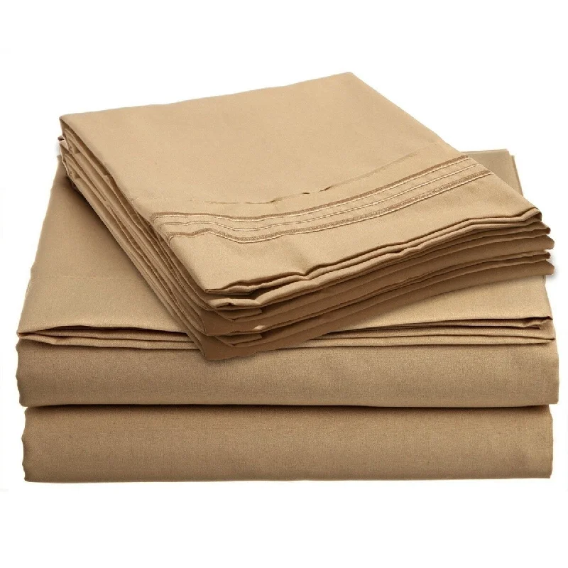 Polyester - Cotton Blend Sheets for Durability and Comfort4 Piece 1600 Count Super Soft Sheet Set King Gold
