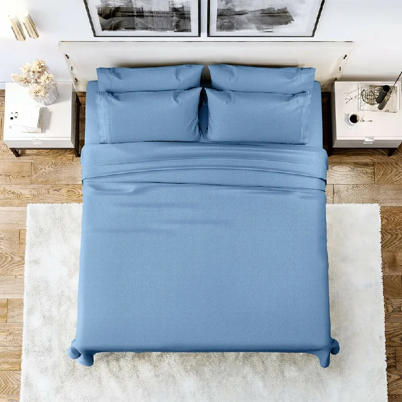 Hypoallergenic Silk Sheets for Sensitive Sleepers6 Piece Sheet Set 1800 Series Egyptian Deep Pocket Twin Blue