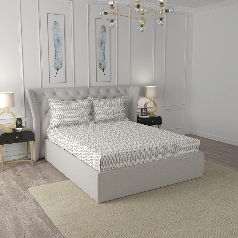 Flat Sheets with a High - Quality Finish for a Luxurious LookTranquil Serenity Amanda 100%Cotton Printed Bed Sheet with Pillow Case, Neutral Flat Sheets with a High - Quality Finish for a Luxurious LookTranquil Serenity Amanda 100%Cotton Printed Bed Sheet with Pillow Case, Neutral