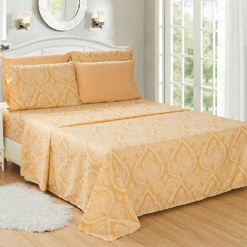 Quilted Cotton Sheets for a Warm and Inviting BedLuxury 6 Piece Bed Sheet Set 1800 Count Paisley Queen Taupe