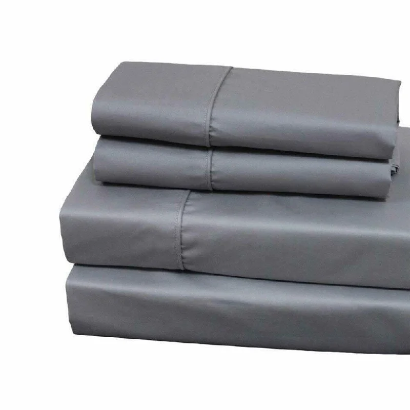 Jersey - Knit Sheets for a Comfortable and Casual Bed400 Thread Count Linens 4-Piece Set 100% Cotton King Bed Sheet Silver