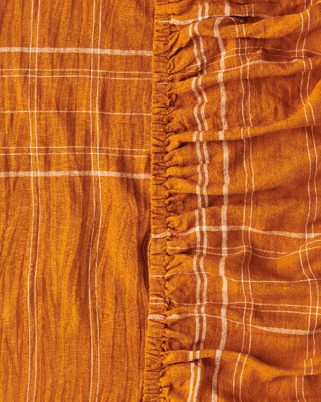 Flat Sheets with a High - Quality Finish for a Luxurious LookSanta Monica Pecan Tartan Linen Fitted Sheet