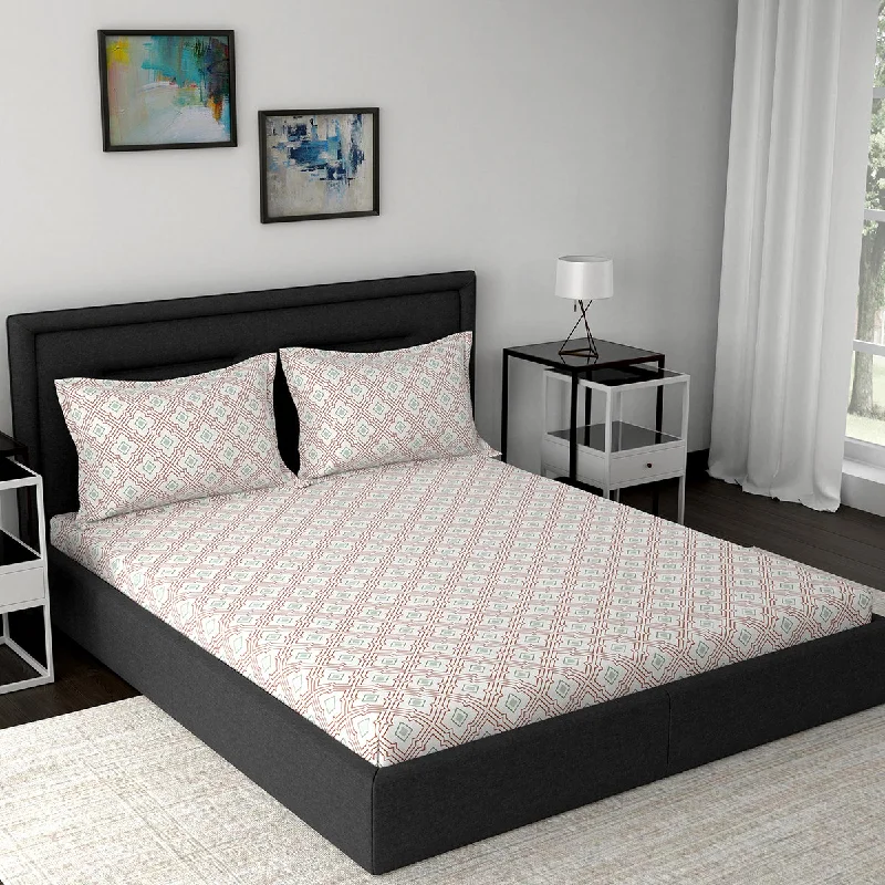 Flat Sheets with a High - Quality Finish for a Luxurious LookModern Sanctuary Jeneth Printed 200TC 100% Cotton Orange Bed Sheet