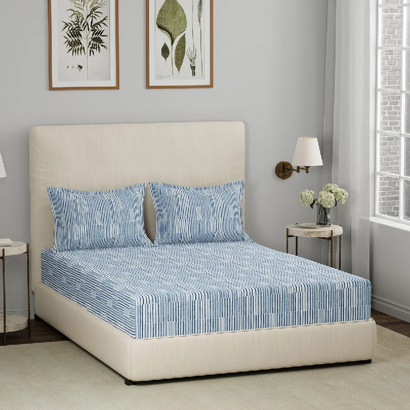 King - Size Sheet Sets with a Decorative Pillow SetEclectic Garden Declan 100%Cotton Printed Bed Sheet With Pillow Case