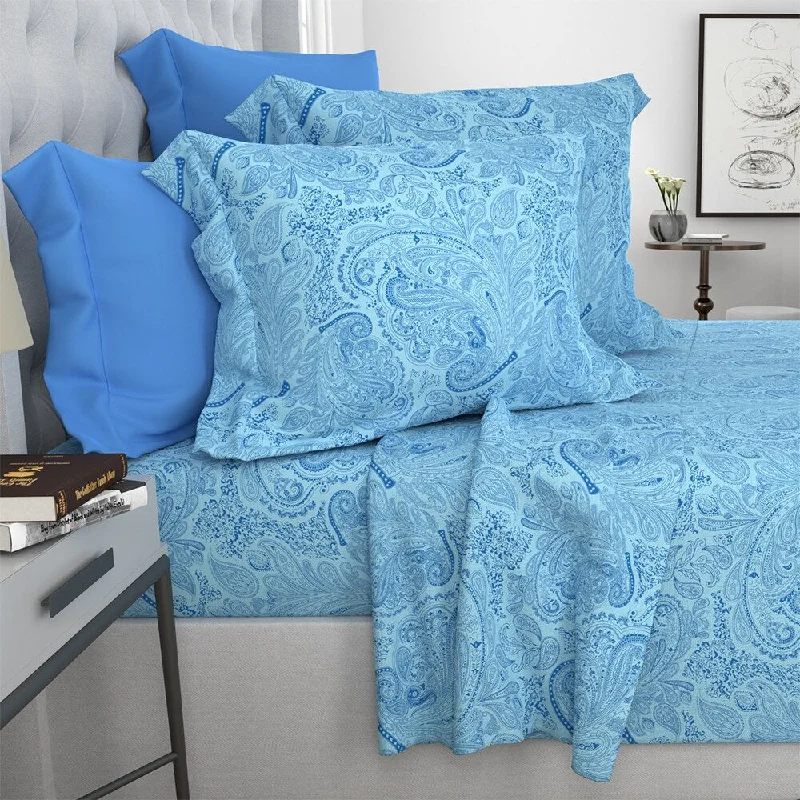 Quilted Cotton Sheets for a Warm and Inviting Bed1200 Thread Count 6 Piece 100% Cotton Sheet Twin Royal Aqua Paisley