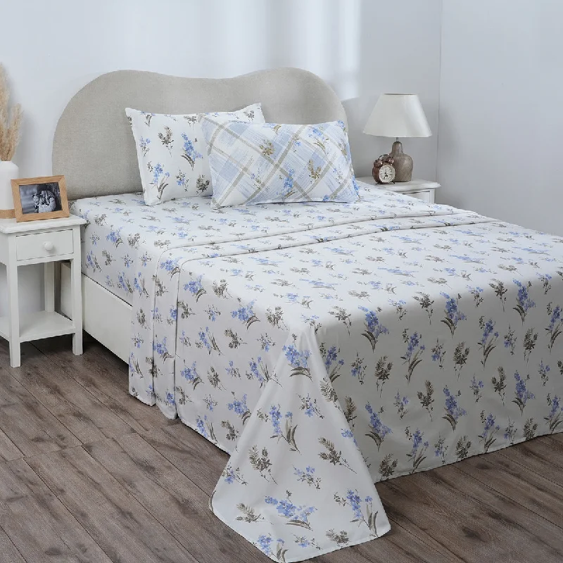 Flat Sheets with a High - Quality Finish for a Luxurious LookHermosa Eclectic Garden Maeve 100%Cotton Printed Bed Sheet With Pillow Case
