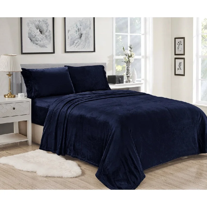 Anti - Pill Microfiber Sheets for a Smooth AppearanceLavana Microplush Sheet Sets Queen Navy