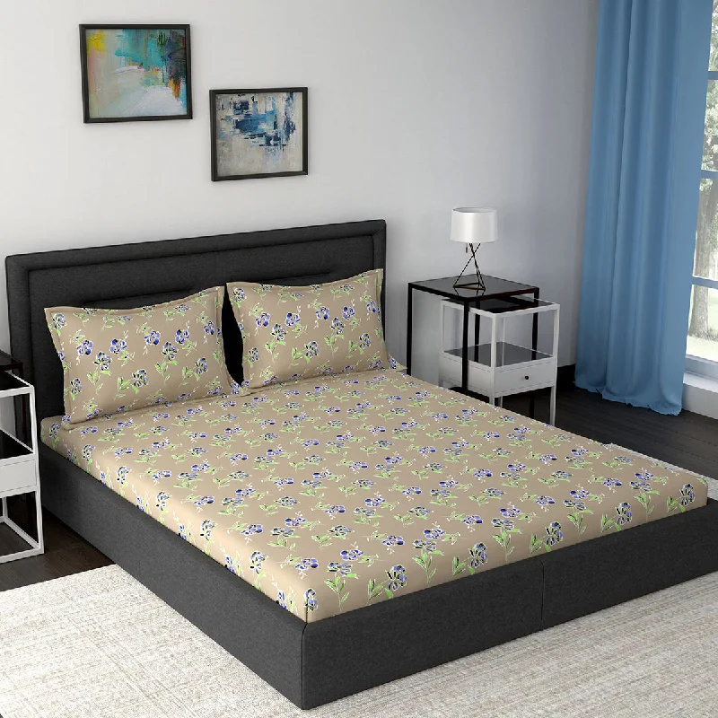 Twin - Size Sheet Sets with a Pillow ProtectorModern Sanctuary Louisa Printed 144 TC 100% Cotton Beige Bed Sheet Twin - Size Sheet Sets with a Pillow ProtectorModern Sanctuary Louisa Printed 144 TC 100% Cotton Beige Bed Sheet