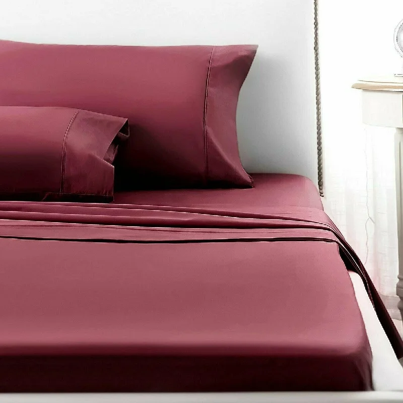 Moisture - Wicking Cotton Sheets for a Dry and Comfortable Sleep4 Piece Deep Pocket 1800 Count Luxury Sheet Set Full Burgandy