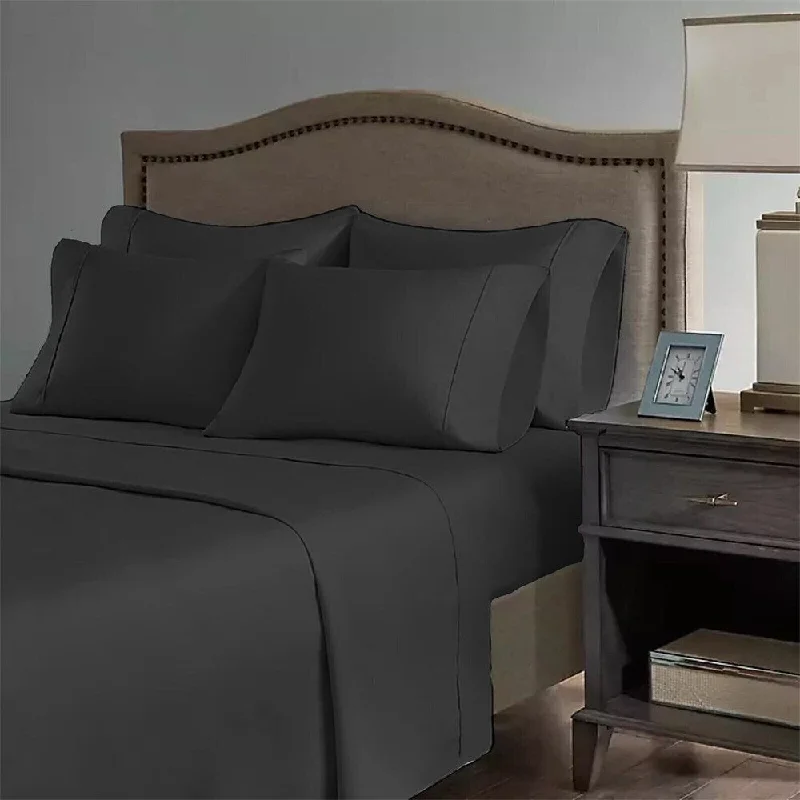 Wrinkle - Free Polyester Sheets for a Low - Maintenance Bed2200 Count 6 Pc Premium Bamboo Deep Pocket CalKing Sheet Dark Grey Wrinkle - Free Polyester Sheets for a Low - Maintenance Bed2200 Count 6 Pc Premium Bamboo Deep Pocket CalKing Sheet Dark Grey
