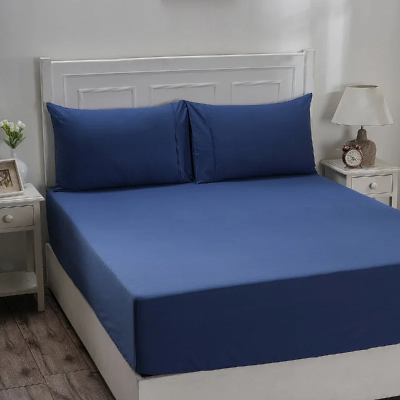 Wrinkle - Free Polyester Sheets for a Low - Maintenance BedEden Crisp & Light Weight 100% Cotton Solid Blue Fitted Sheet Wrinkle - Free Polyester Sheets for a Low - Maintenance BedEden Crisp & Light Weight 100% Cotton Solid Blue Fitted Sheet