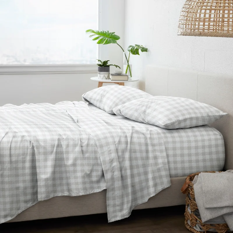 Queen - Size Sheet Sets with a European Pillowcase SetBecky Cameron Country Plaid Pattern 4 Piece Bed Sheets Set