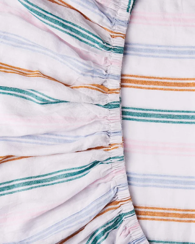 Polyester - Cotton Blend Sheets for Durability and ComfortSiesta Stripe Linen Fitted Sheet