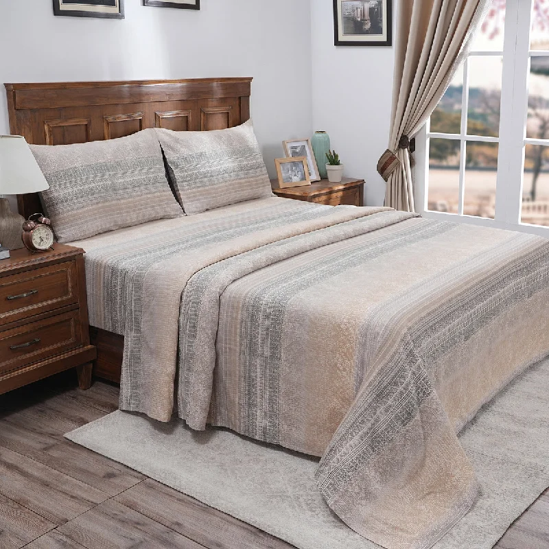 Jersey - Knit Sheets for a Comfortable and Casual BedIndigenous Artisan Eclectic Blend 100%Cotton Printed Neutral Bed Sheet With Pillow Case