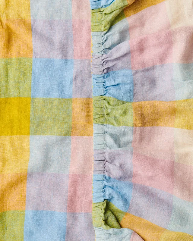 King - Size Sheet Sets with a Decorative Pillow SetCorfu Tartan Linen Fitted Sheet