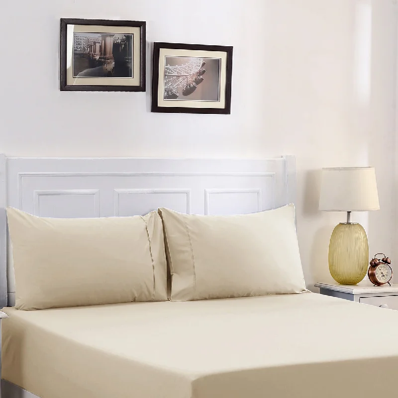 Quilted Cotton Sheets for a Warm and Inviting BedSlumber Plain Easy Care Percale 100% Cotton Ecru Fitted Sheet