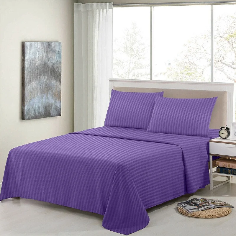 King - Size Sheet Sets with a Decorative Pillow Set4 Piece Bed Sheets 1800 Count Egyptian Comfort Queen Purple