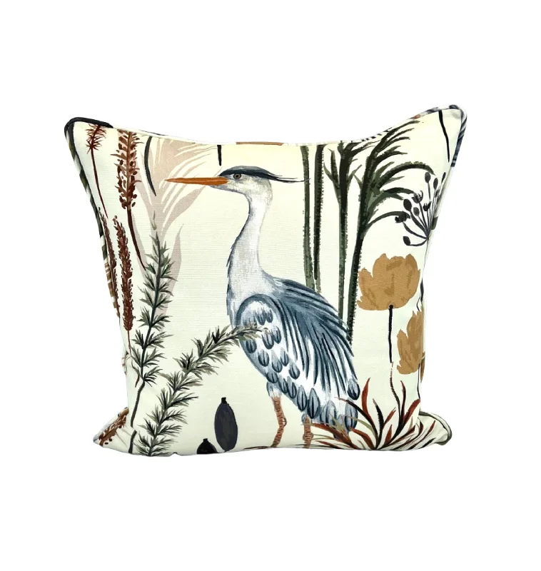 Memory Foam Pillows for Neck SupportHeron in Everglades Pillow Cover in Ivory Beige Fabric