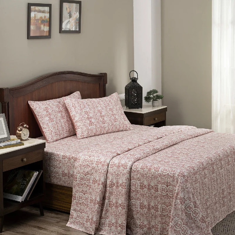 Rayon - Cotton Sheets for a Breathable and Soft BlendRegal Bliss Ellis Printed 100% Cotton Red Ultra Soft Bed Sheet