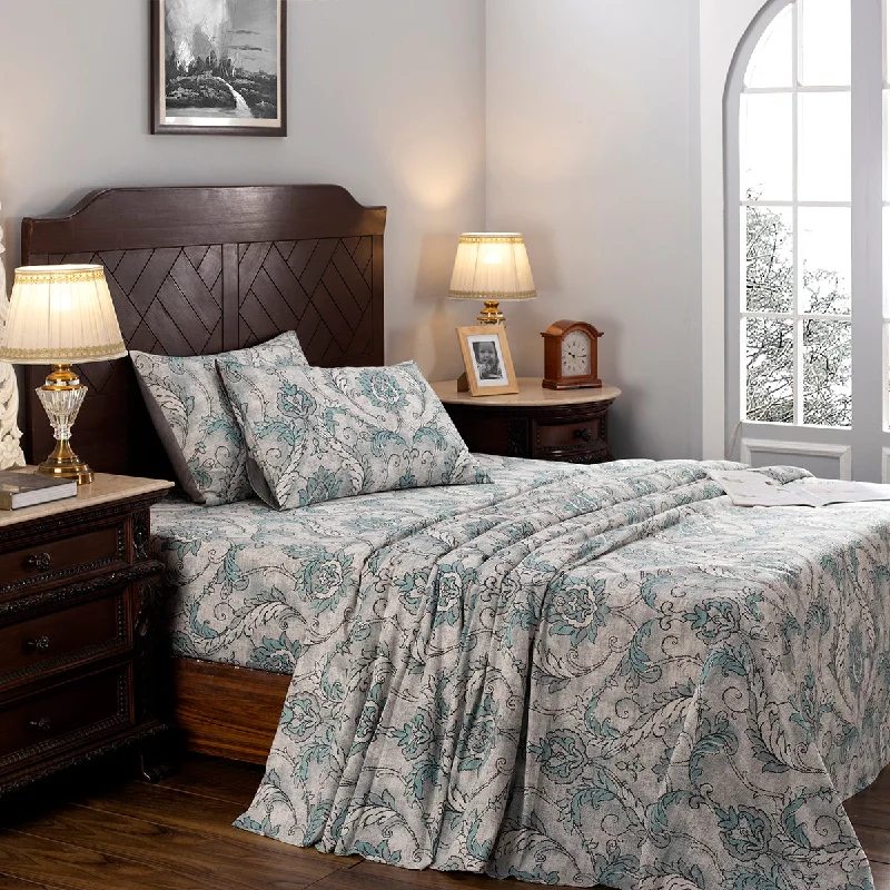 Organic Flannel Sheets for a Natural and Warm SleepNostalgic Attire Pearl Petal Blue Printed 100% Cotton Soft Bed Sheet Organic Flannel Sheets for a Natural and Warm SleepNostalgic Attire Pearl Petal Blue Printed 100% Cotton Soft Bed Sheet