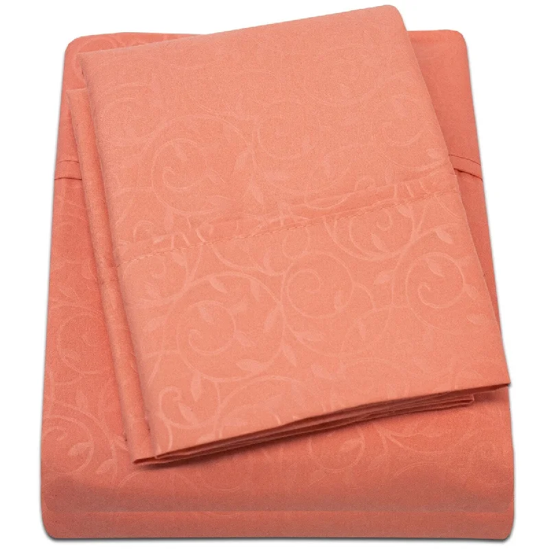 Wrinkle - Free Polyester Sheets for a Low - Maintenance BedEmbossed Vine Sheet Set King Sheet Set Orange Wrinkle - Free Polyester Sheets for a Low - Maintenance BedEmbossed Vine Sheet Set King Sheet Set Orange