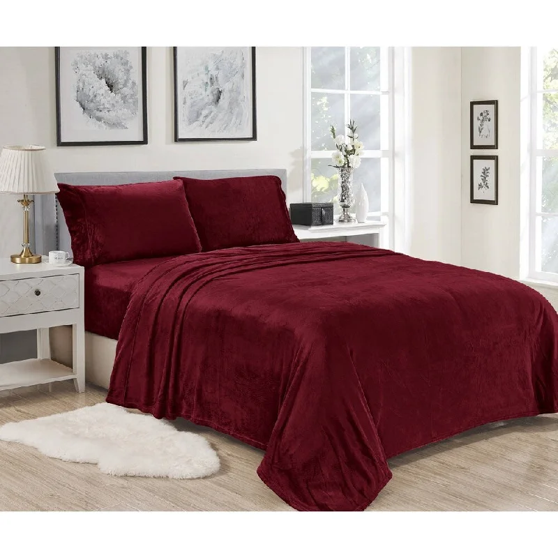 Thermal - Regulating Bamboo Sheets for All - Season ComfortLavana Microplush Sheet Sets King Burgundy