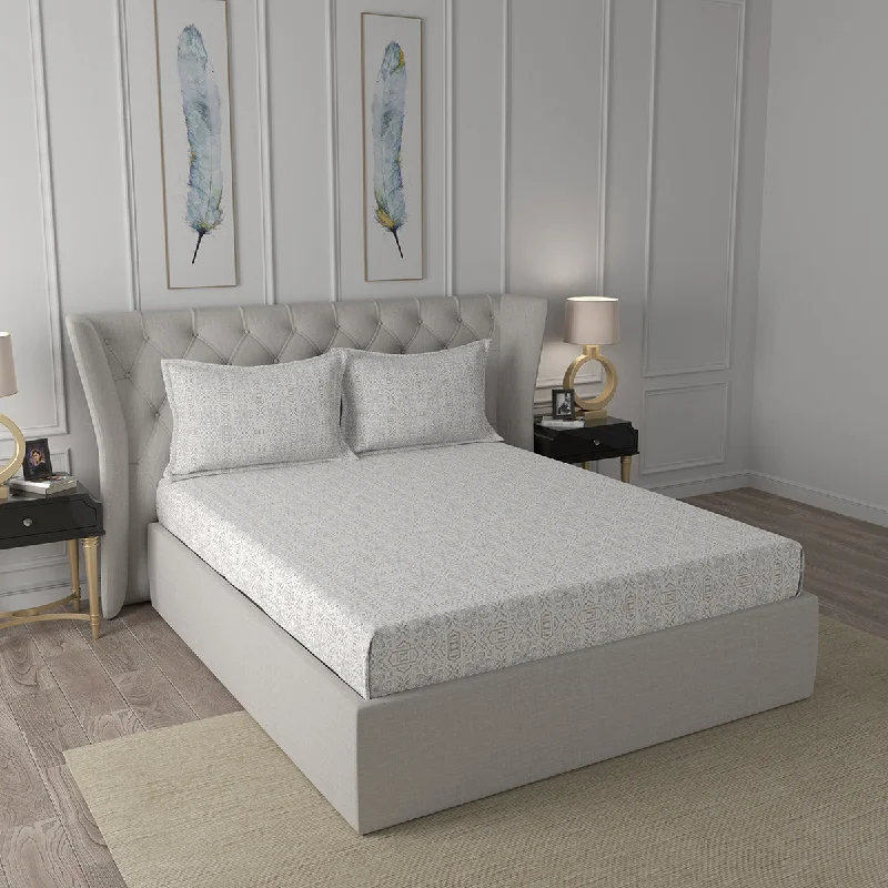 Linen - Cotton Blend Sheets for a Natural and Versatile OptionTranquil Serenity Kallie 100%Cotton Printed Bed Sheet With Pillow Case, Blue