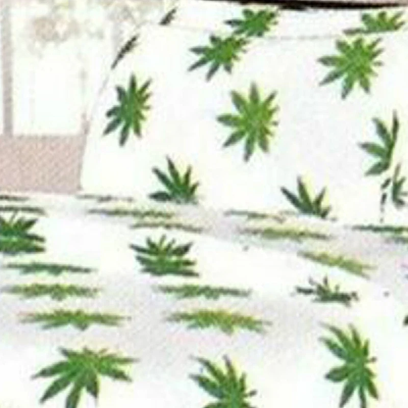Queen - Size Sheet Sets with a European Pillowcase SetPremium Microfiber 6 Pcs CalKing Sheet Set Marijuana Leaf Print White