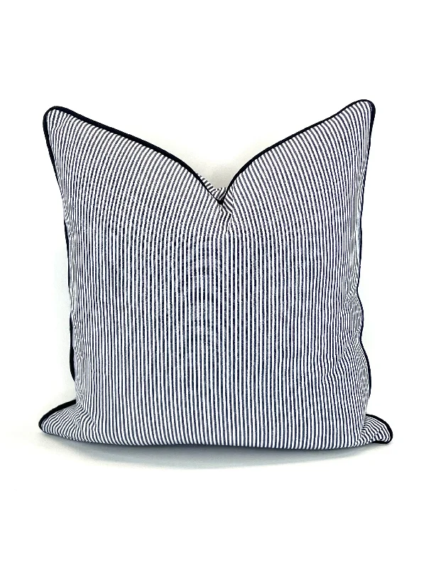 Kids Pillows with Fun DesignsBlue Ticking Decorative Pillow Cover in Pinstripe