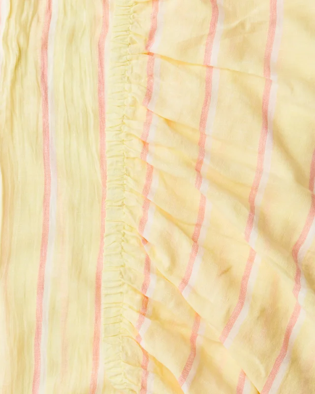 King - Size Sheet Sets with a Decorative Pillow SetPina Colada Stripe Linen Fitted Sheet