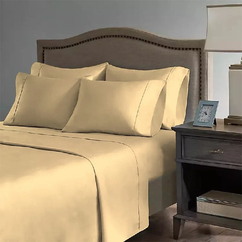 Jersey - Knit Sheets for a Comfortable and Casual Bed2200 Count 6 Pc Premium Bamboo Deep Pocket King Sheet Butter
