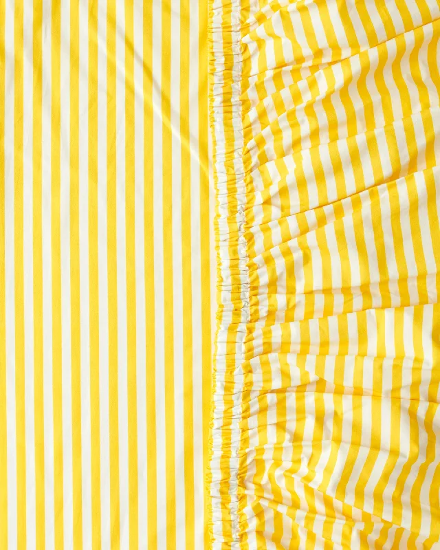 Hypoallergenic Silk Sheets for Sensitive SleepersLimoncello Stripe Organic Cotton Fitted Sheet
