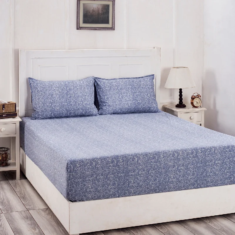 Sheet Sets with Multiple Pillowcase OptionsBlossom Couture Texture Print Blue Fitted Sheet With Pillow Covers Sheet Sets with Multiple Pillowcase OptionsBlossom Couture Texture Print Blue Fitted Sheet With Pillow Covers