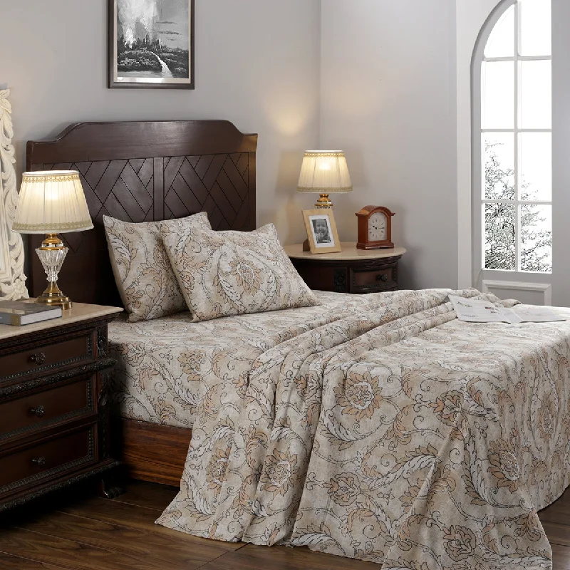 Polyester - Cotton Blend Sheets for Durability and ComfortNostalgic Attire Pearl Petal Peach Printed 100% CottonSoft Bed Sheet Polyester - Cotton Blend Sheets for Durability and ComfortNostalgic Attire Pearl Petal Peach Printed 100% CottonSoft Bed Sheet