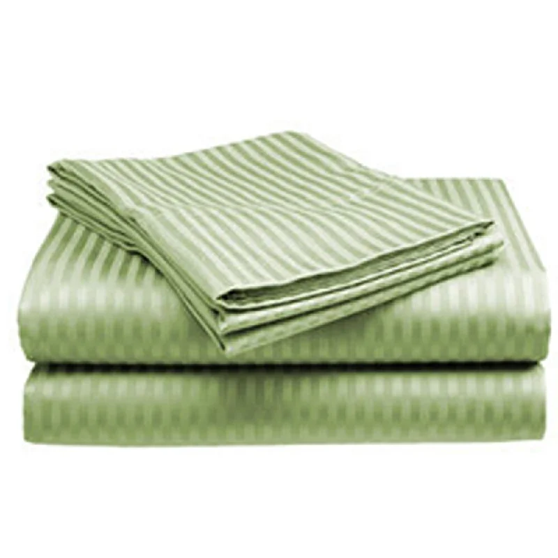 Moisture - Wicking Cotton Sheets for a Dry and Comfortable Sleep400 Thread Count Deluxe Cotton Dobby Stripe Twin Bed Sheet Sage