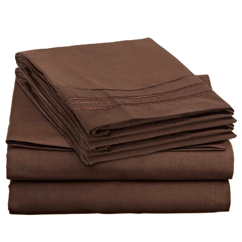Sheet Sets with Multiple Pillowcase Options4 Piece 1600 Count Super Soft Sheet Set Full Brown