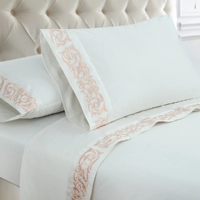 Sheet Sets with Multiple Pillowcase OptionsTrumpet Vine 300 Thread Count Cotton Sateen Bed Sheet Set