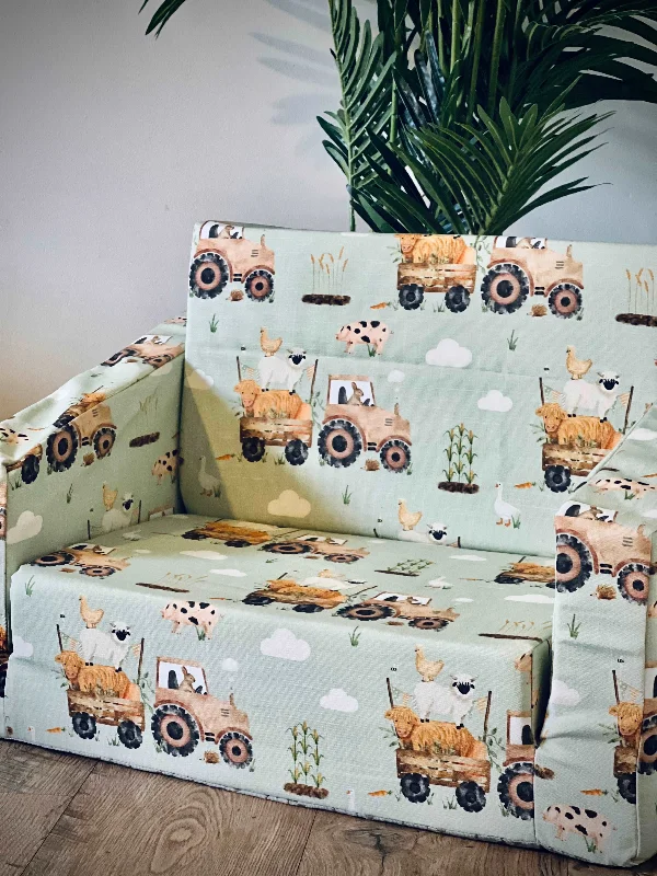 Kids Pillows with Fun DesignsTractor - Kids Fold-Out Sofa