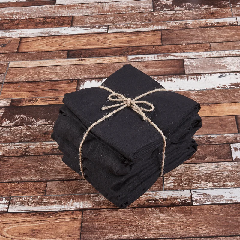 Thermal - Regulating Bamboo Sheets for All - Season Comfort100 % Linen Sheets Set Black