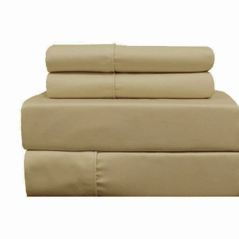 Queen - Size Sheet Sets with a European Pillowcase Set400 Thread Count Linens 4-Piece Set 100% Cotton Full Bed Sheet Beige Queen - Size Sheet Sets with a European Pillowcase Set400 Thread Count Linens 4-Piece Set 100% Cotton Full Bed Sheet Beige