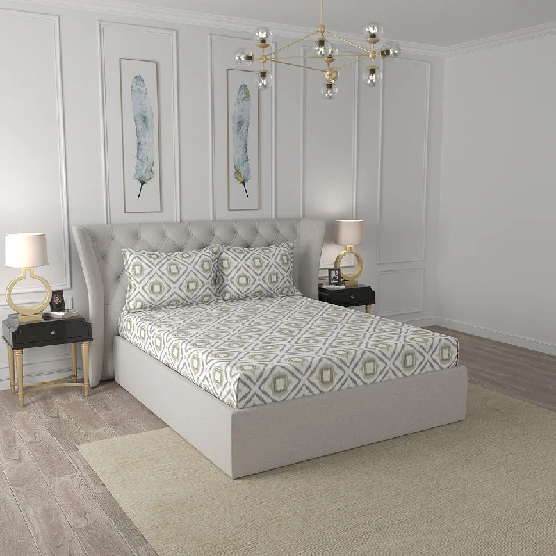 Polyester - Cotton Blend Sheets for Durability and ComfortTranquil Serenity Adley 100%Cotton Printed Bed Sheet With Pillow Case, Yellow Polyester - Cotton Blend Sheets for Durability and ComfortTranquil Serenity Adley 100%Cotton Printed Bed Sheet With Pillow Case, Yellow