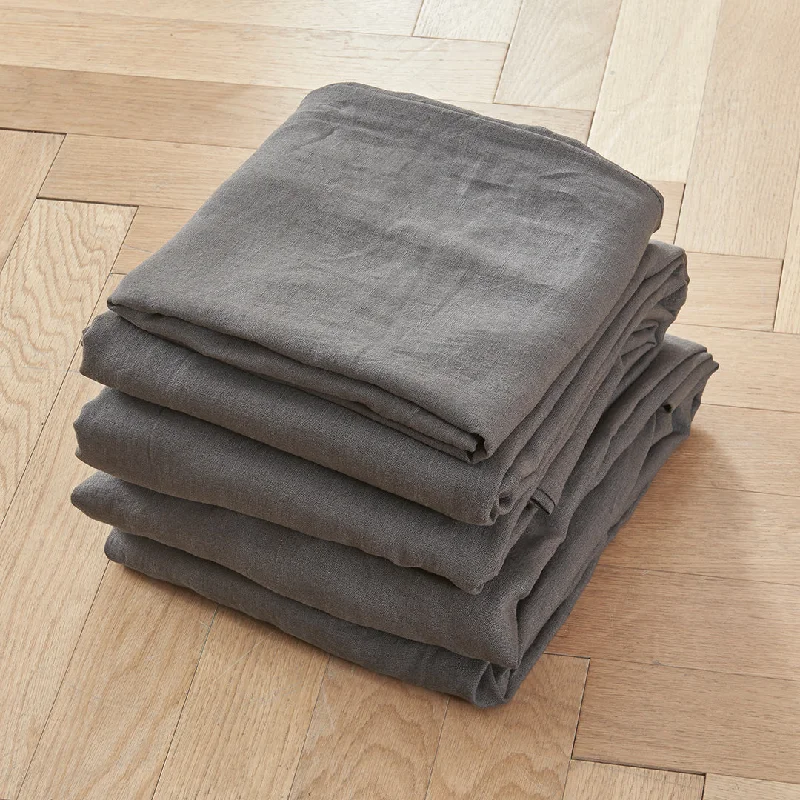 Anti - Pill Microfiber Sheets for a Smooth Appearance100 % Linen Sheets Set Lead Grey