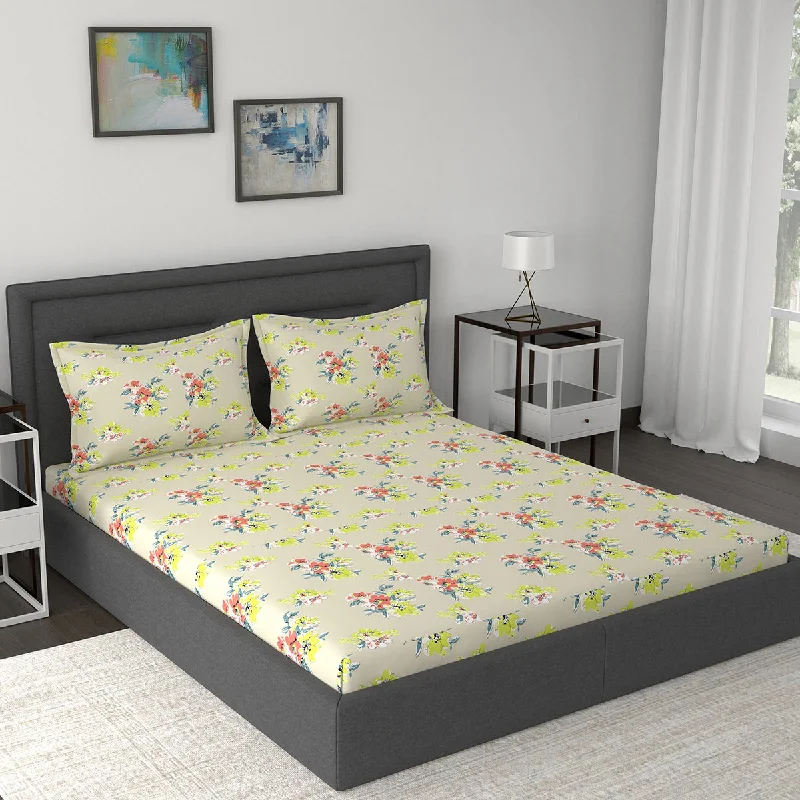Organic Flannel Sheets for a Natural and Warm SleepModern Sanctuary Floral Banquet Printed 200 TC 100% Cotton Beige Bed Sheet