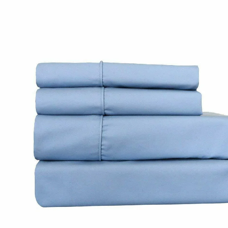Moisture - Wicking Cotton Sheets for a Dry and Comfortable Sleep400 Thread Count Linens 4-Piece Set 100% Cotton Full Bed Sheet Blue