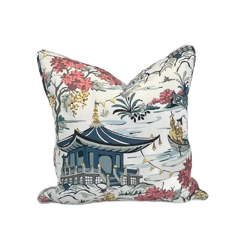 Memory Foam Pillows for Neck SupportDecorative Pillow Cover in Hamilton Teahouse Pagoda Slate