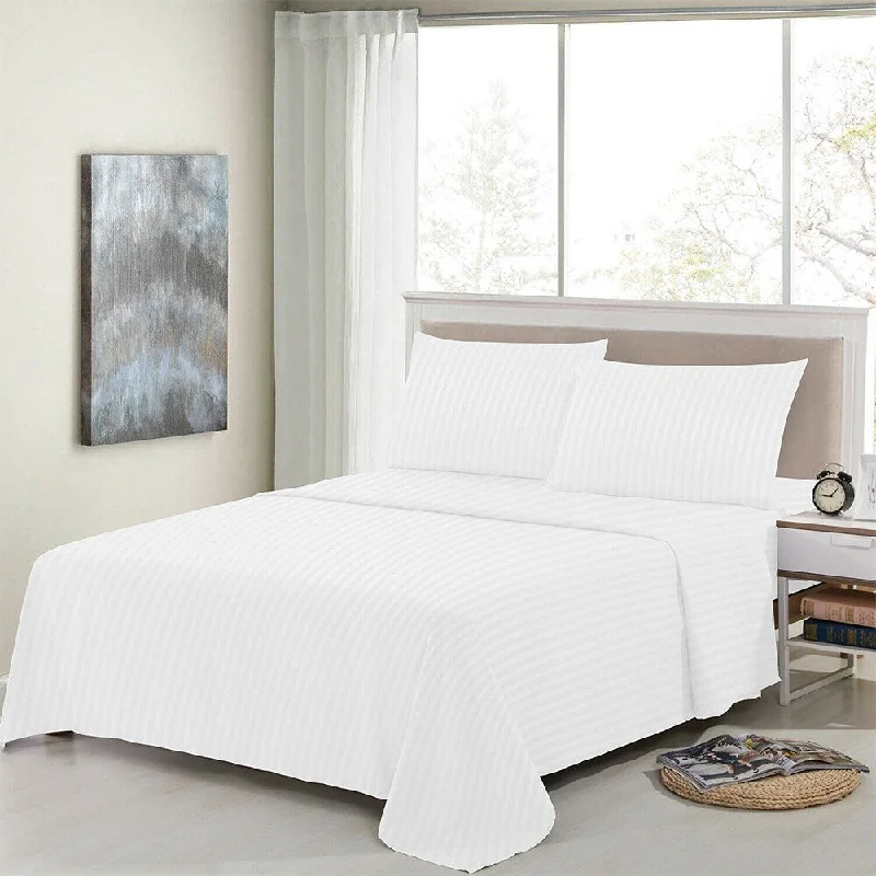 Rayon - Cotton Sheets for a Breathable and Soft Blend4 Piece Bed Sheets 1800 Count Egyptian Comfort Full White